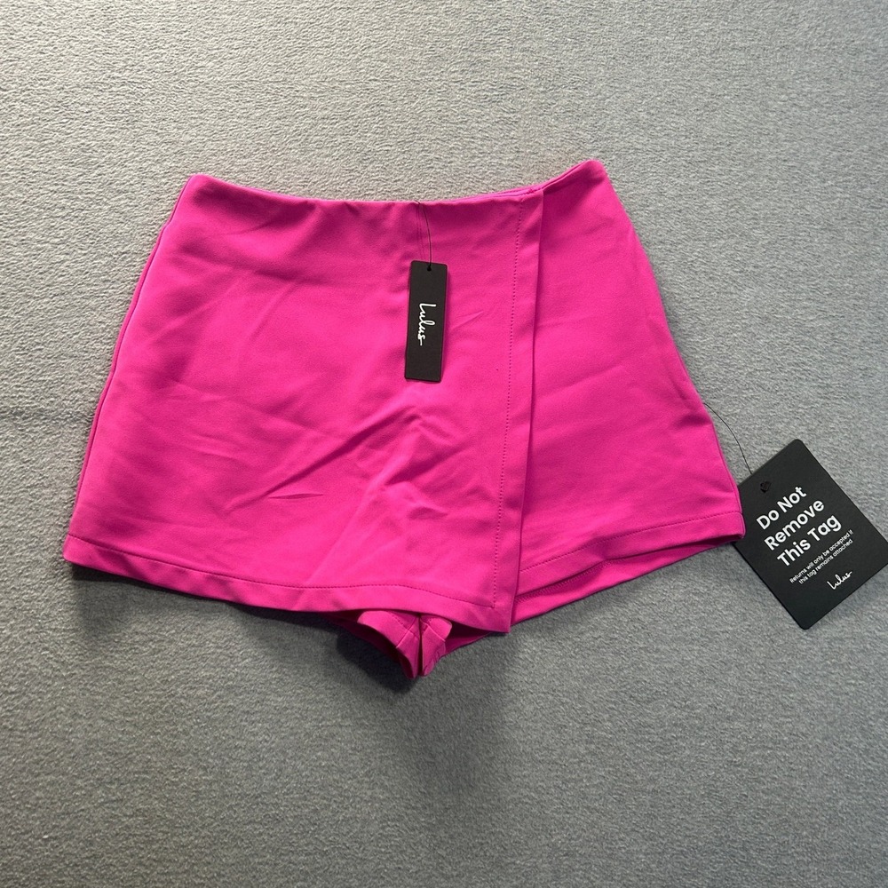 Lulus Wrap Front Skort Womens S Hot Pink High Waisted Shorts Party Barbiecore
